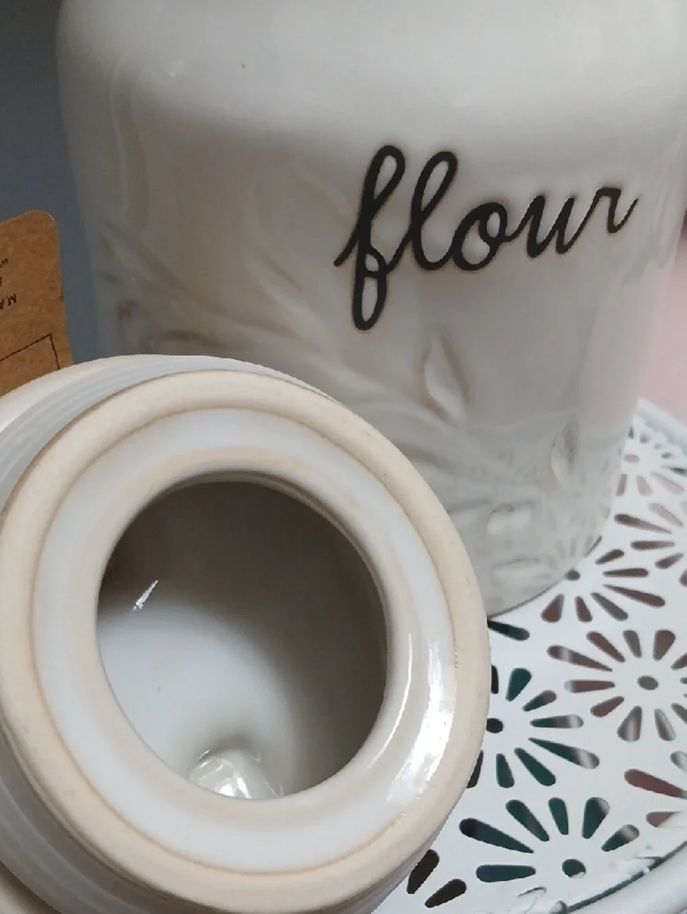 New!! Rae Dunn Cream Ceramic FLOUR Canister NWT